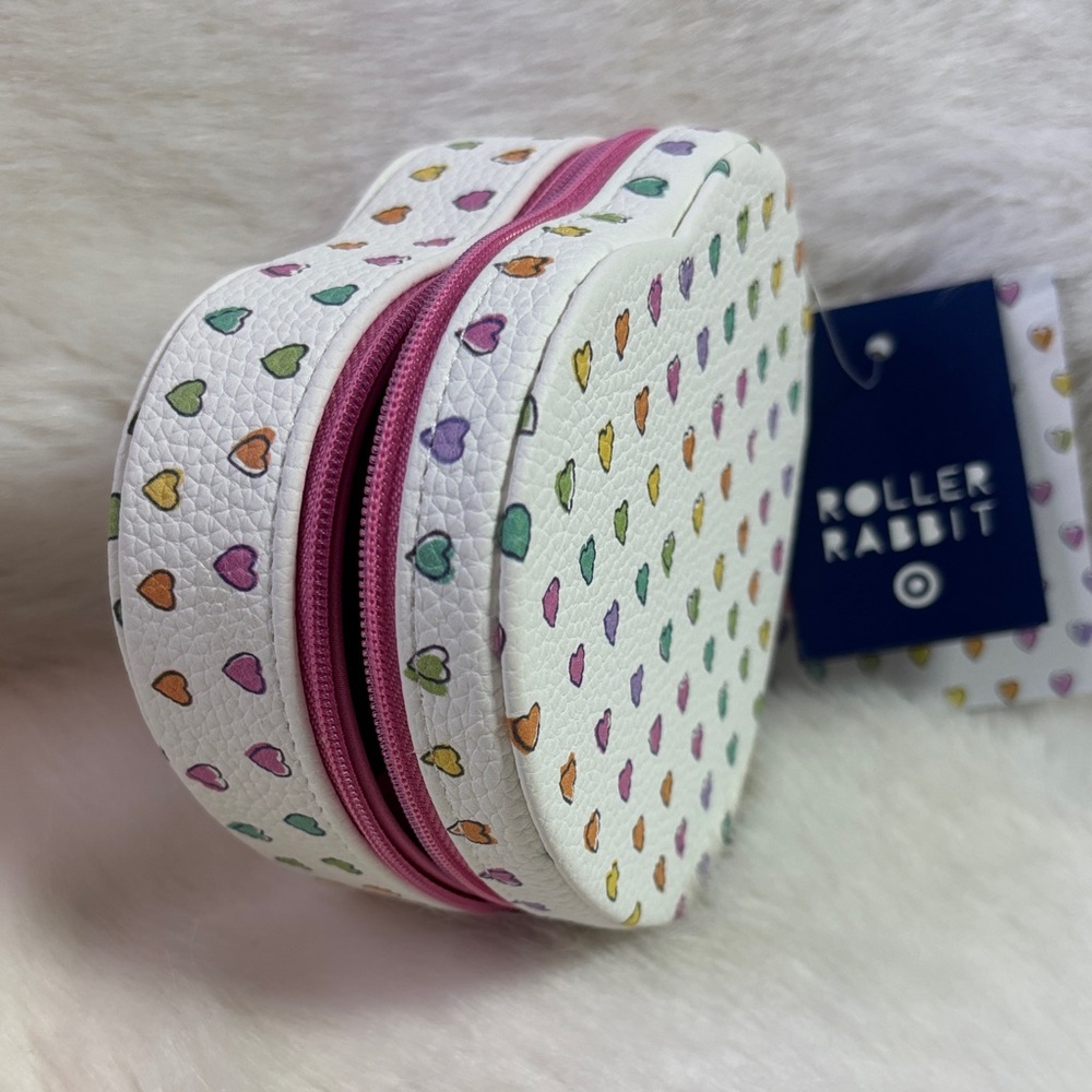 Roller Rabbit Multicolor Heart Pattern Jewellery Case Pouch NEW - Picture 4 of 4